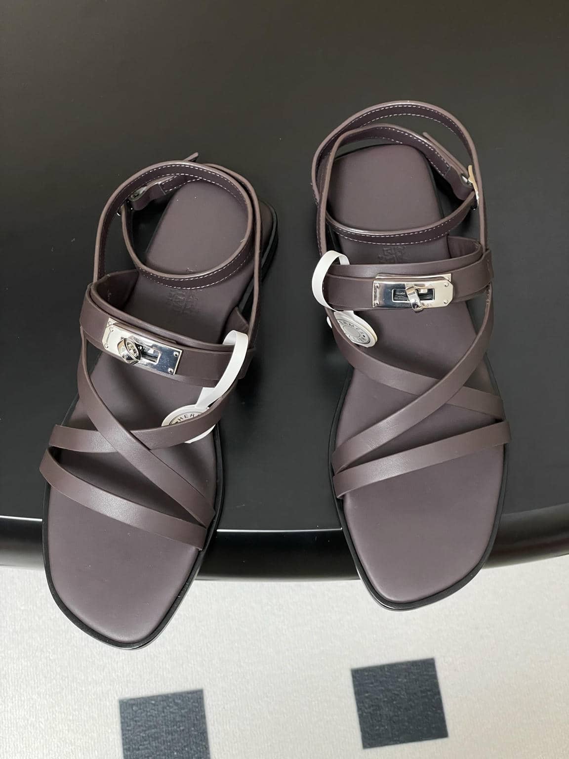 Hermes Kelly Buckle Thin-Strap Gladiator Sandals-3